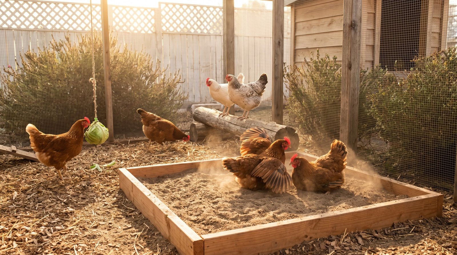 Chicken run and fencing