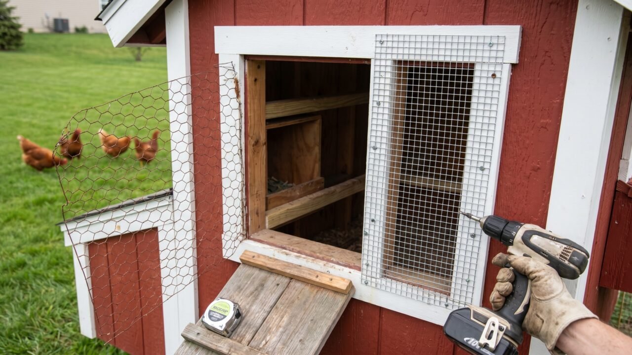 Chicken coop run being upgraded from chicken wire to hardware cloth to fix a common beginner mistake